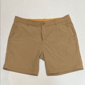 Avalon Tan Flat Front Shorts Casual Style